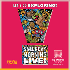 Hot pink graphic thumbnail design for 2025-2026 Saturday Morning Live! season, with stated theme "Let's Go Exploring!"